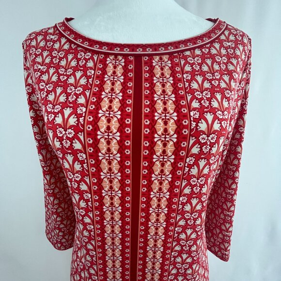 Max Studio Boho Red Floral Shift Dress – Women's Small - Picture 2 of 10
